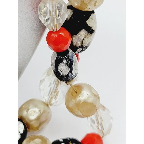 Vintage Art Glass Crystal Flapper Style Necklace (A289) - Picture 2 of 7